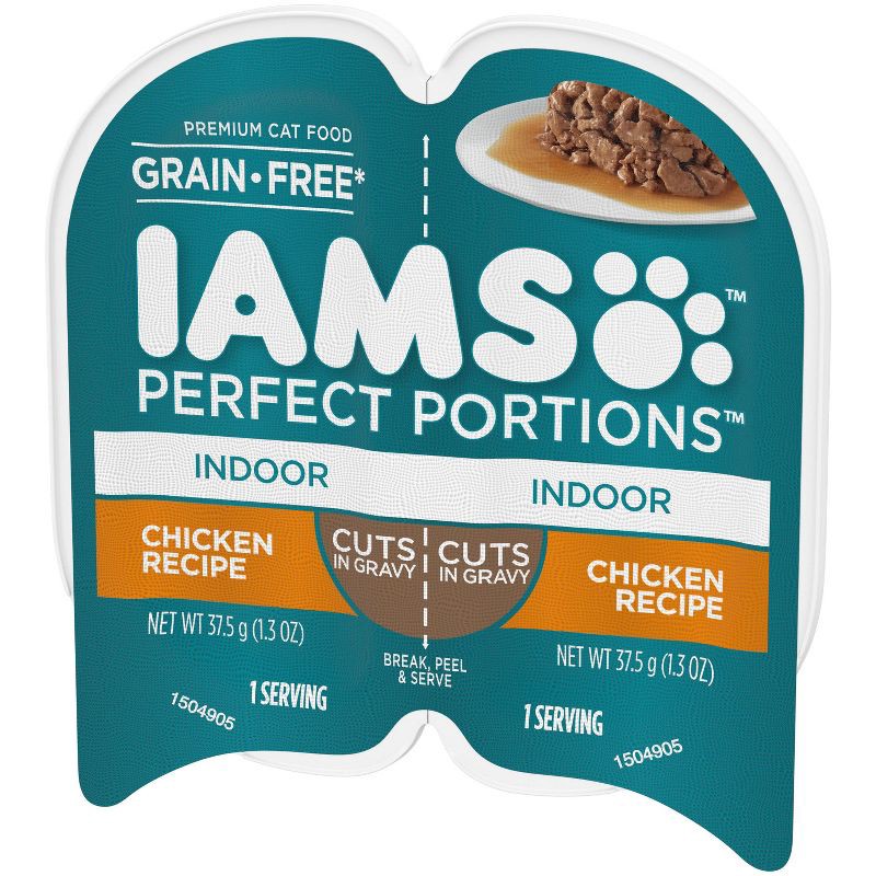 slide 3 of 5, IAMS Perfect Portions Grain Free Chicken Cuts In Gravy Premium Adult Wet Cat Food Indoor - 2.6oz, 2.6 oz