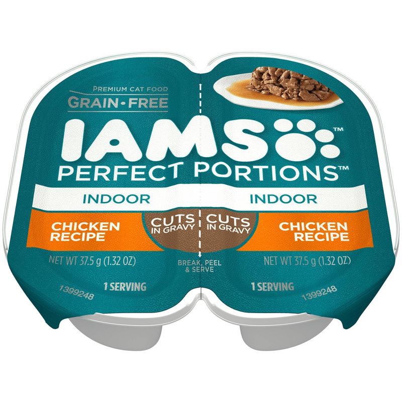 slide 5 of 5, IAMS Perfect Portions Grain Free Chicken Cuts In Gravy Premium Adult Wet Cat Food Indoor - 2.6oz, 2.6 oz