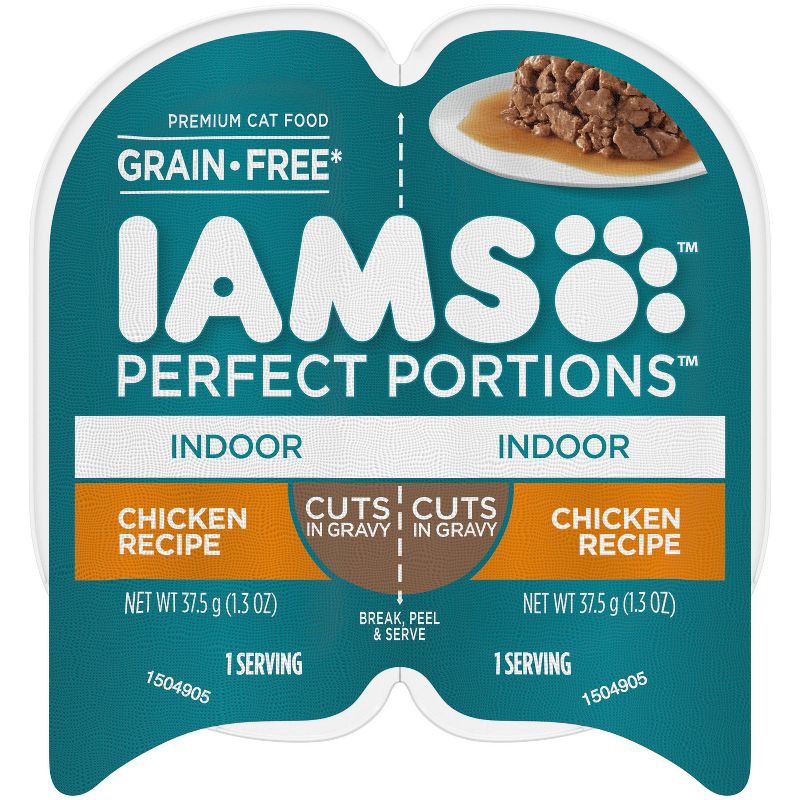 slide 1 of 5, IAMS Perfect Portions Grain Free Chicken Cuts In Gravy Premium Adult Wet Cat Food Indoor - 2.6oz, 2.6 oz