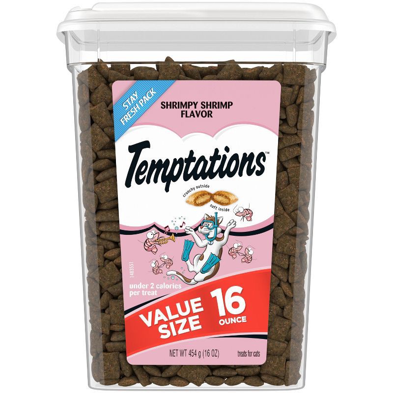 slide 1 of 11, Temptations Classic Shrimpy Shrimp and Seafood Flavor Crunchy Cat Treats - 16oz, 16 oz