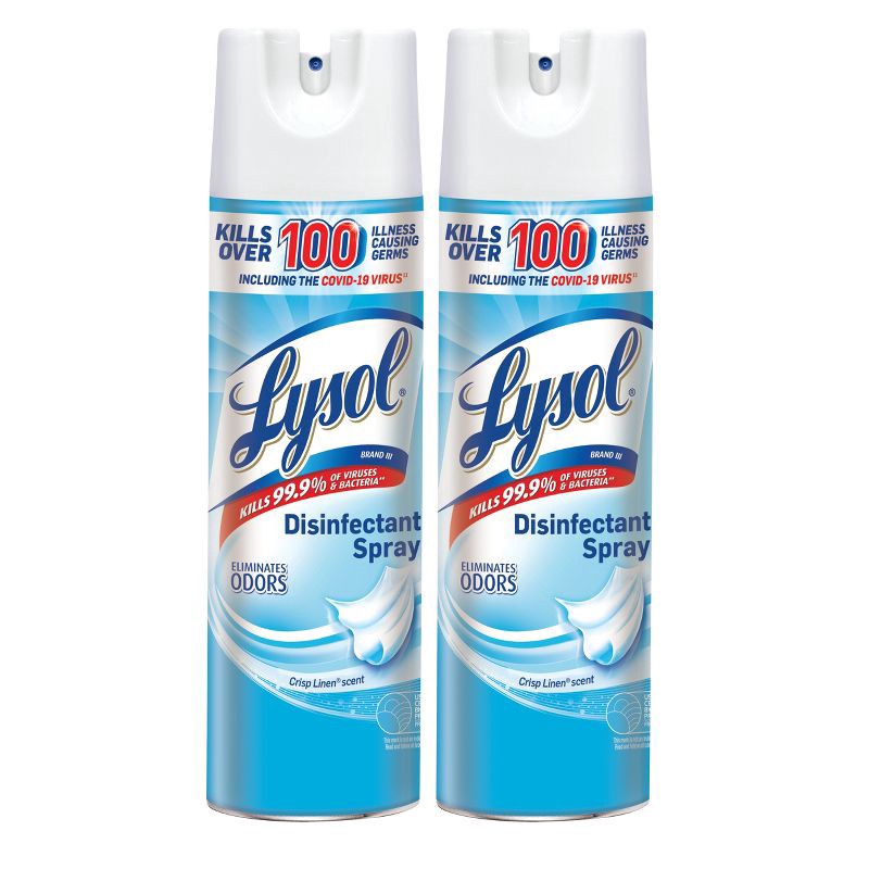 slide 1 of 12, Lysol Crisp Linen Disinfectant Spray - 19oz/2ct, 2 ct; 19 oz