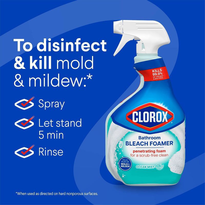 slide 8 of 15, Clorox Bathroom Foamer with Bleach Spray Bottle Ocean Mist - 30 fl oz, 30 fl oz