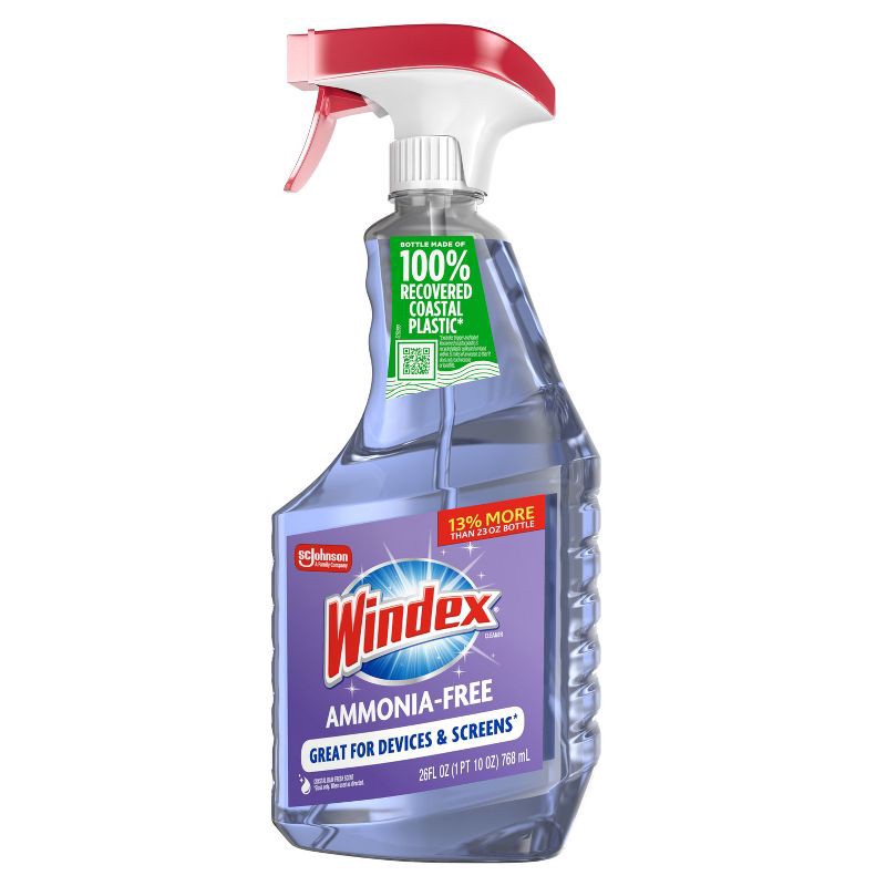 slide 11 of 13, Windex Ammonia Free Glass Cleaner Spray - Crystal Rain - 26oz, 26 oz