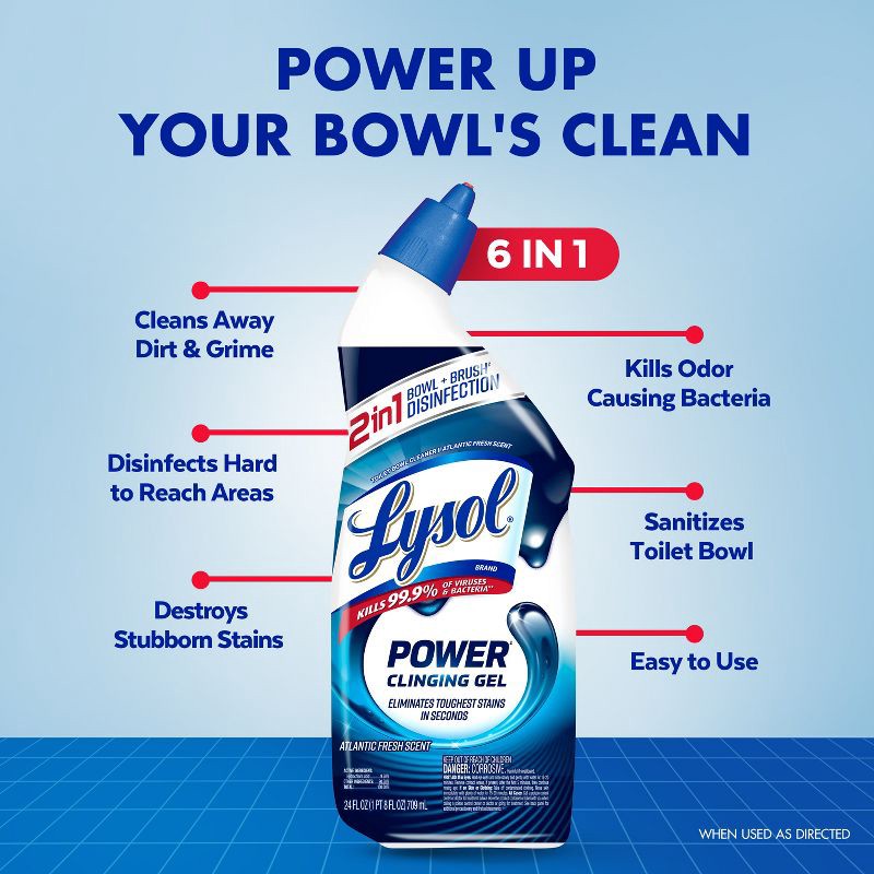 slide 3 of 10, Lysol Power Clinging Gel - 24 fl oz/2ct, 24 fl oz, 2 ct