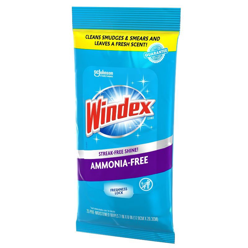 slide 8 of 9, Windex Ammonia-Free Glass and Surface Pre-Moistened Wipes Crystal Rain - 25ct, 25 ct