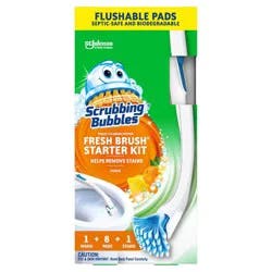 Scrubbing Bubbles Fresh Toilet Bowl Brush Cleaner Starter Kit - Citrus - 1 Wand + 8 Flushable Refills