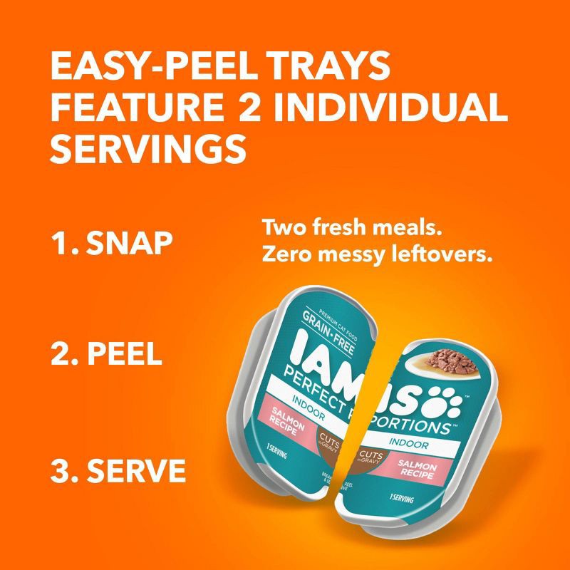 slide 7 of 11, IAMS Perfect Portions Grain Free Indoor Cuts In Gravy Salmon & Tuna Recipes Premium Adult Wet Cat Food - 2.6oz/12ct Variety Pack, 2.6 oz, 12 ct