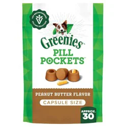 Greenies Chewy Dog Pill Pockets Peanut Butter Capsule Size Dog Treats - 7.9oz