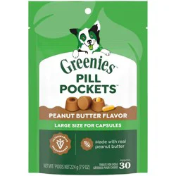 Greenies Chewy Dog Pill Pockets Peanut Butter Capsule Size Dog Treats - 7.9oz