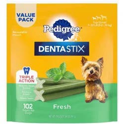 Pedigree Dentastix Mint Fresh Flavor Dental and Hard Chewy Dog Treats for Small Dog - 102ct