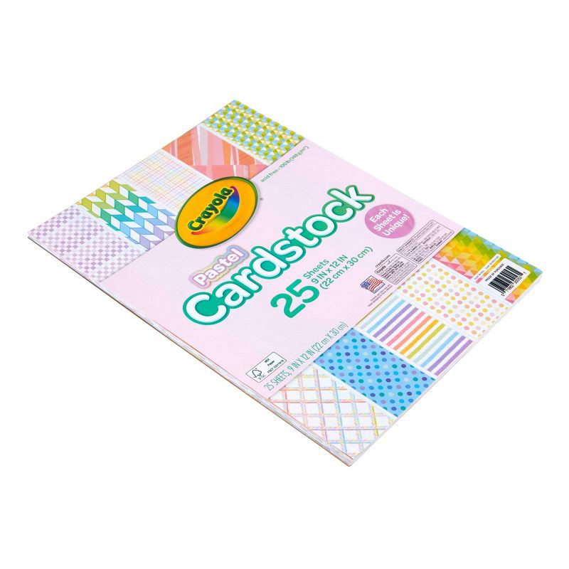 slide 2 of 5, Crayola 25 Page Pastel Cardstock with Assorted Patterns: Multicolor Craft Paper, 9x12 Inches, Uncoated, 25 Sheets, 1 ct