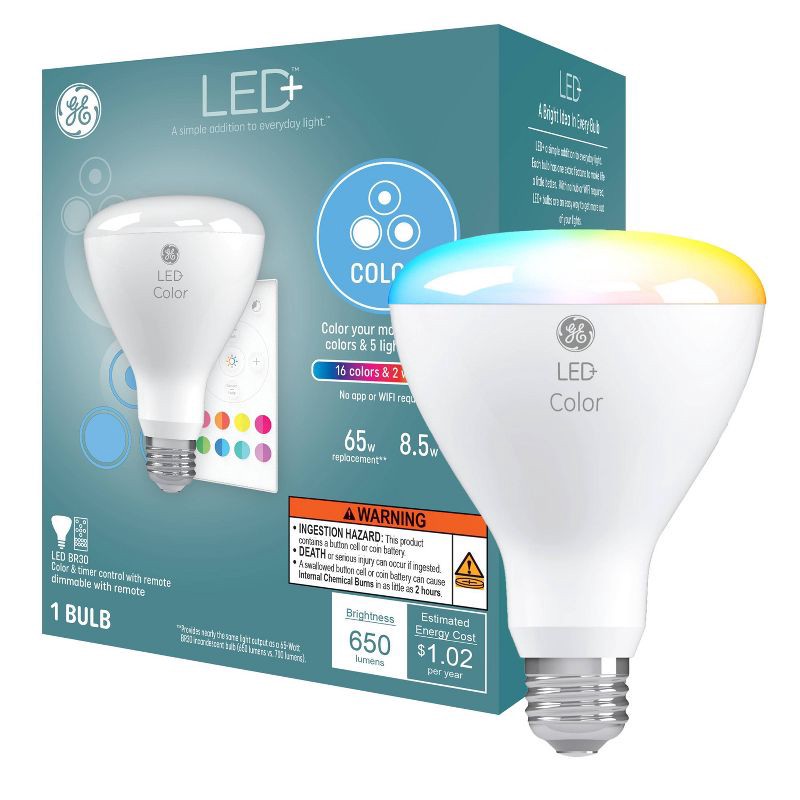 slide 1 of 10, GE Household Lighting GE LED Color Changing BR30 LED Floodlight Bulb, 1 ct