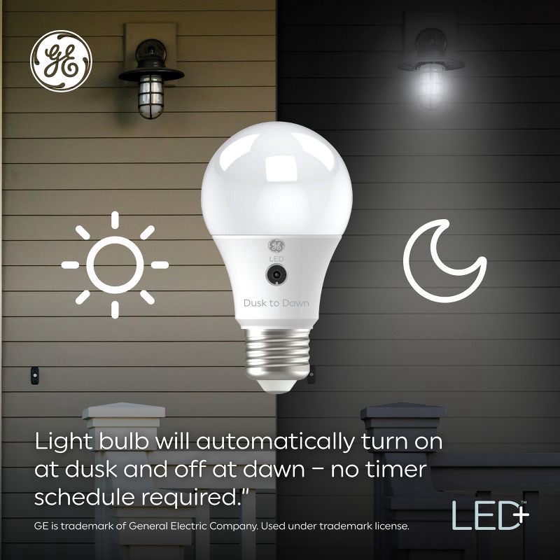 slide 7 of 7, GE Household Lighting GE LED+ Dusk to Dawn A19 LED Light Bulb Soft White, 1 ct