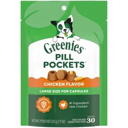 Greenies Chewy Dog Treats Pill Pockets Chicken Capsule Size - 7.9oz/30ct