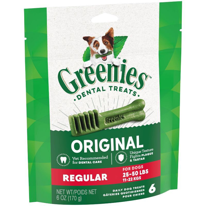 slide 6 of 7, Greenies Regular Chewy Dental Dog Treats Original Chicken - 6oz, 6 oz