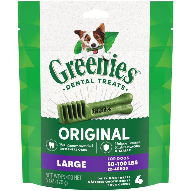 slide 1 of 7, Greenies Large Chewy Dental Dog Treats Original Chicken - 4ct/6oz, 4 ct; 6 oz