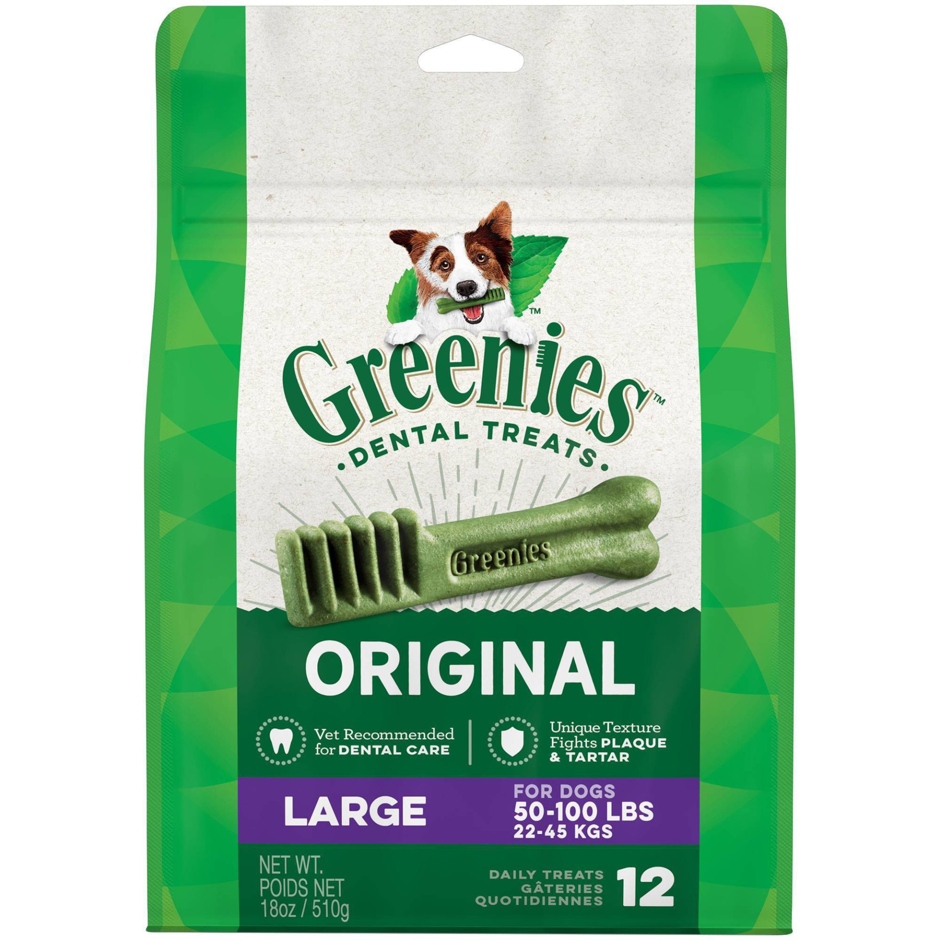 slide 1 of 9, Greenies Large Original Dental Dog Treats, 12 ct, 18 oz