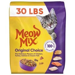 Meow Mix Original Choice with Flavors of Chicken, Turkey, Salmon & Ocean Fish Adult Complete & Balanced Dry Cat Food - 30lb