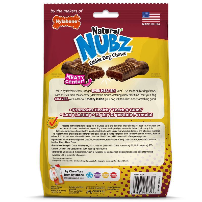 slide 2 of 7, Nylabone Nubz Beef with Meaty Center Chewy Dog Treats - 20pk, 20 ct