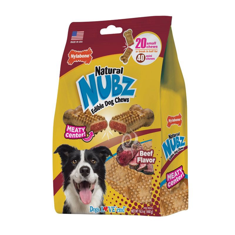 slide 3 of 7, Nylabone Nubz Beef with Meaty Center Chewy Dog Treats - 20pk, 20 ct