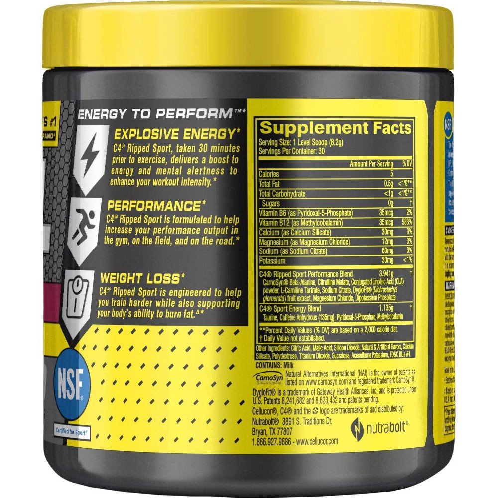 slide 2 of 3, Cellucor C4 Ripped Pre-Workout Energy Powder - Arctic Snow Cone - 8.7oz, 8.7 oz