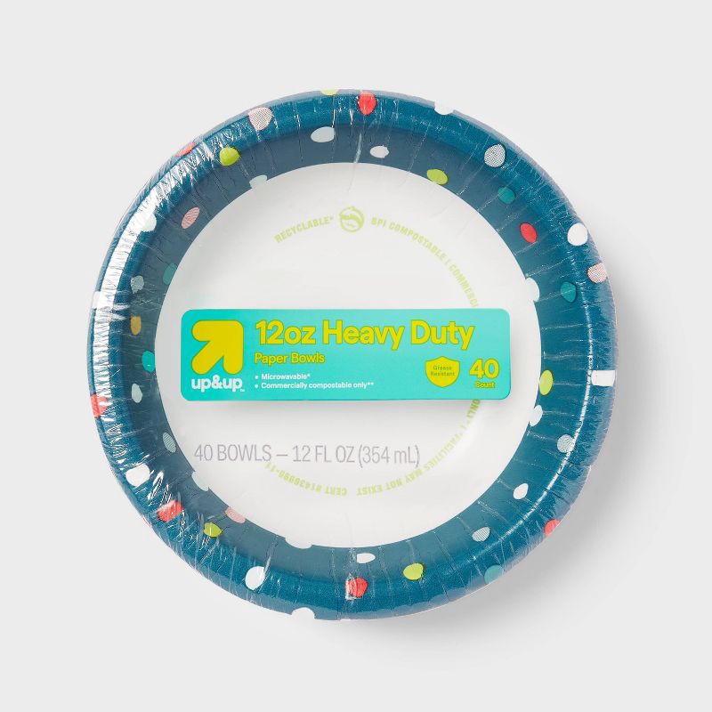 slide 1 of 3, Dots Paper Bowl - 12oz/40ct - up&up™, 12 oz, 40 ct
