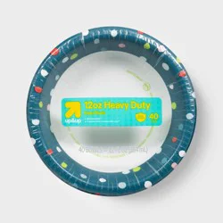 Dots Paper Bowl - 12oz/40ct - up&up™: Round Disposable Dinnerware with Polka Dot and Sun Patterns, 6" Diameter