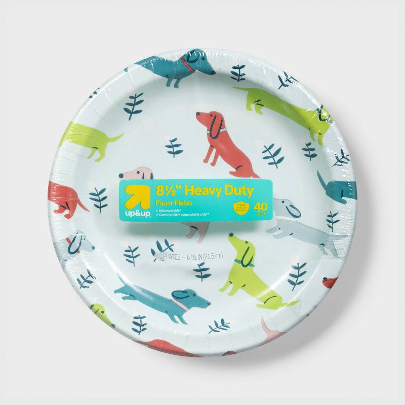 slide 1 of 3, Dogs Paper Plate 8.5" - 40ct - up&up™: Round Shape, Disposable Dinnerware, 40 ct