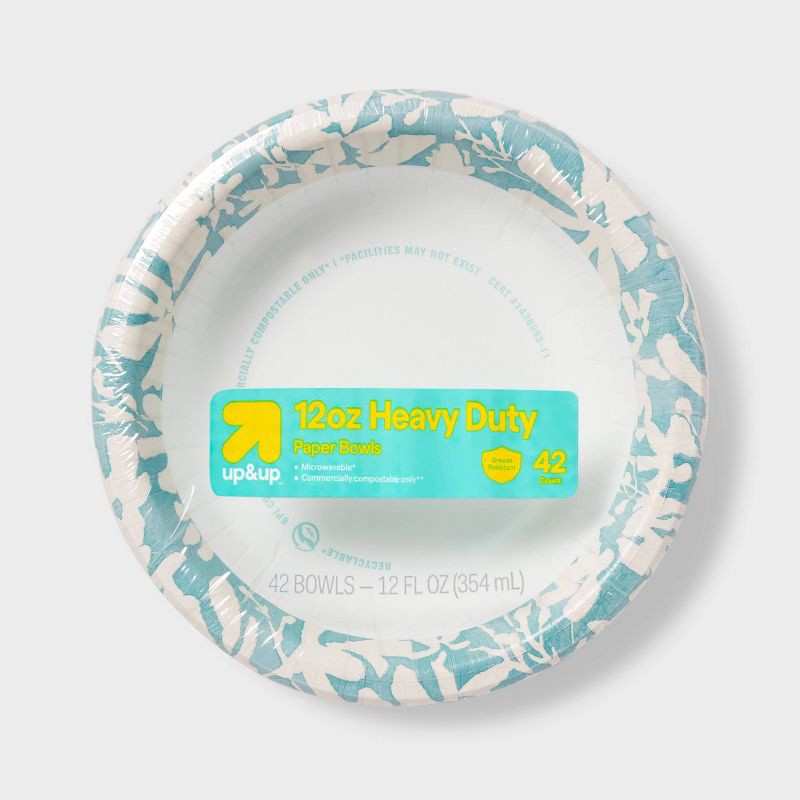 slide 1 of 3, Watercolor Botanical Paper Bowl - 12oz/42ct - up&up™: Round, Disposable Dinnerware, 6" Diameter, 42 ct; 12 oz
