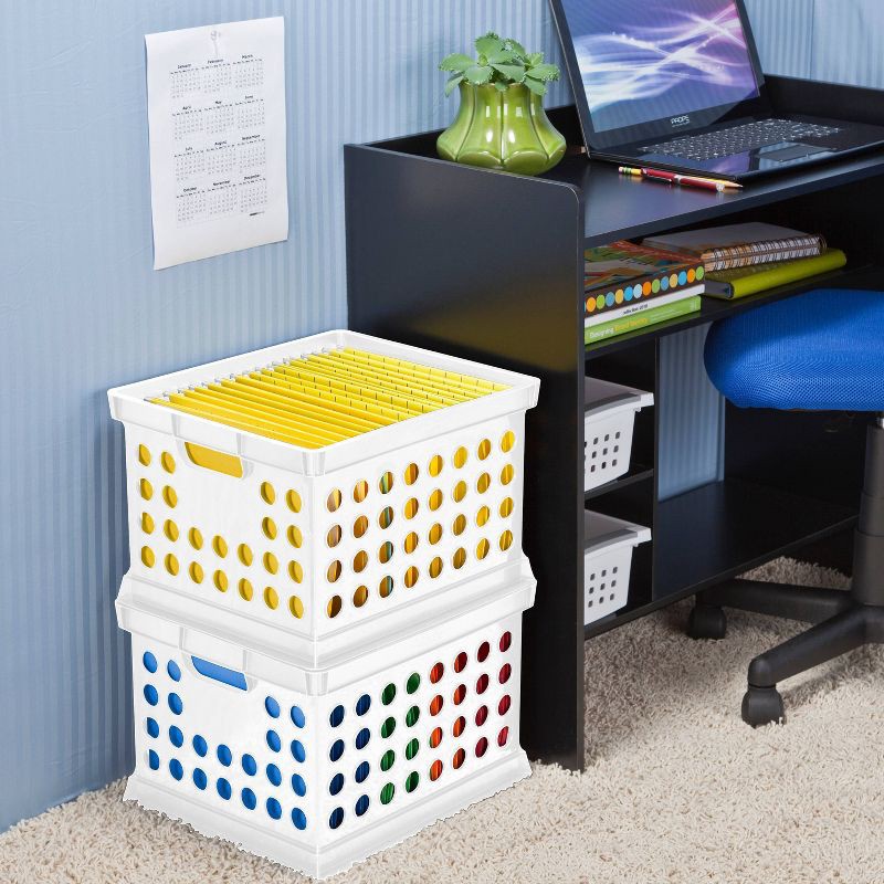 slide 2 of 4, Storage Crate White - Room Essentials™: Portable Stackable Plastic Milk Crate with Built-In Handles, 30.6L Capacity, 30.6 liter