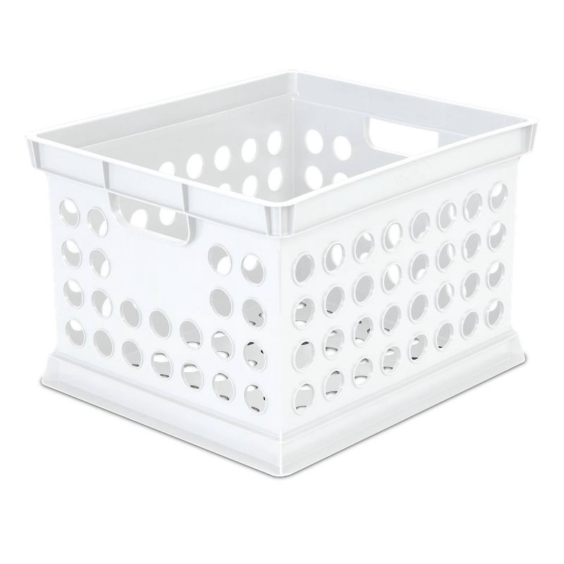 slide 1 of 4, Storage Crate White - Room Essentials™: Portable Stackable Plastic Milk Crate with Built-In Handles, 30.6L Capacity, 30.6 liter