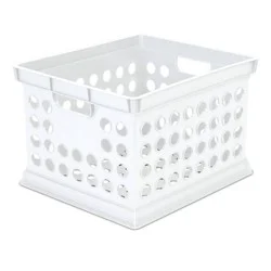 Storage Crate White - Room Essentials™: Portable Stackable Plastic Milk Crate with Built-In Handles, 30.6L Capacity