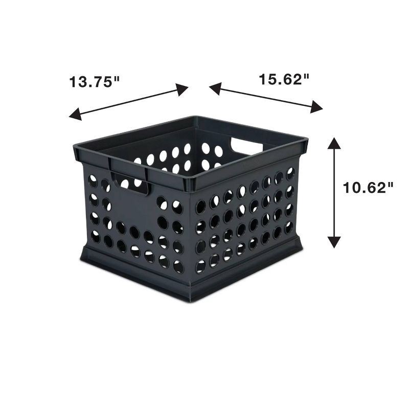 slide 4 of 6, Storage Crate Black - Room Essentials™: Plastic Stackable Utility Bin, Portable with Built-In Handles, 30.6L Capacity, 30.6 liter