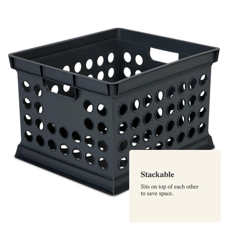 slide 5 of 6, Storage Crate Black - Room Essentials™: Plastic Stackable Utility Bin, Portable with Built-In Handles, 30.6L Capacity, 30.6 liter