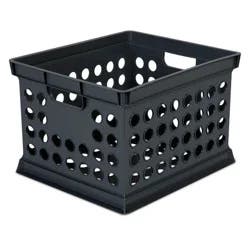 Storage Crate Black - Room Essentials™: Plastic Stackable Utility Bin, Portable with Built-In Handles, 30.6L Capacity