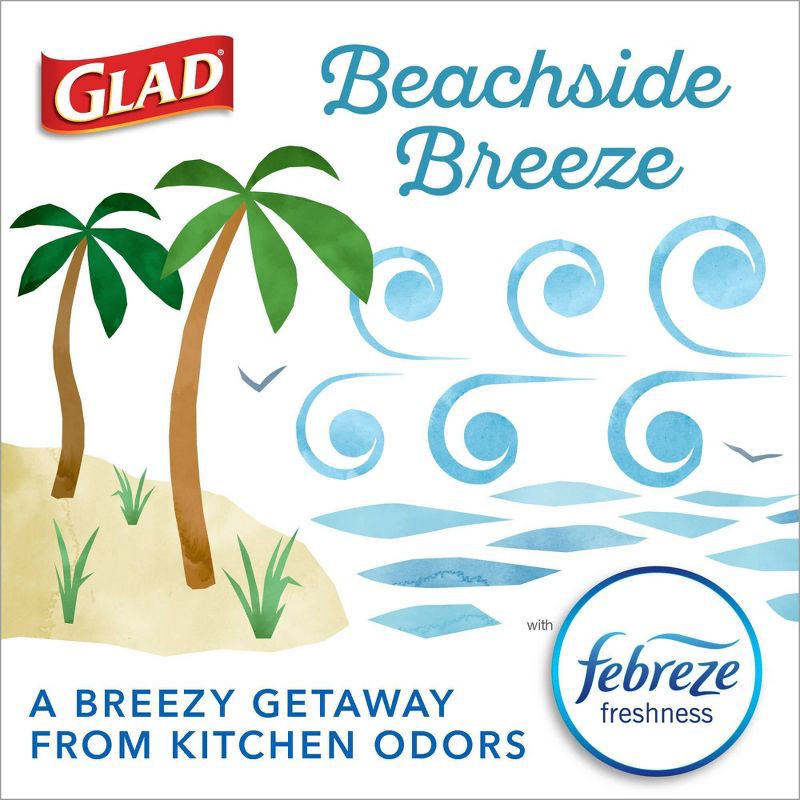 slide 4 of 8, Glad Small Kitchen Drawstring 4gal Trash Bags - Febreze Beachside Breeze - 34ct, 34 ct; 4 gal