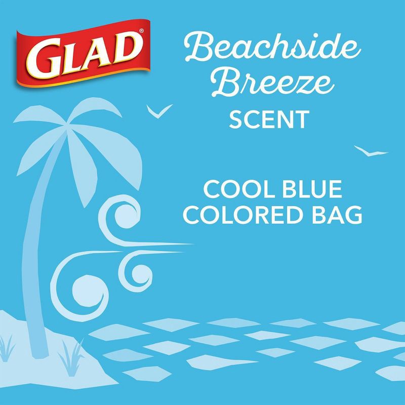 slide 5 of 7, Glad Small Kitchen Drawstring 4gal Trash Bags - Febreze Beachside Breeze - 34ct, 34 ct; 4 gal