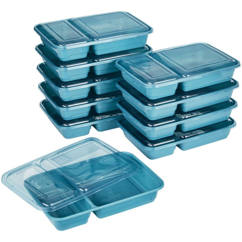 slide 2 of 14, GoodCook Meal Prep 2 Compartment Rectangle Containers + Lids - 3Cups - 20pcs/10ct - Dark Teal, 20 ct, 10 ct