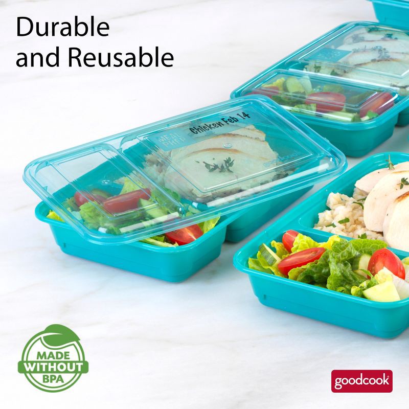 slide 12 of 14, GoodCook Meal Prep 2 Compartment Rectangle Containers + Lids - 3Cups - 20pcs/10ct - Dark Teal, 20 ct, 10 ct