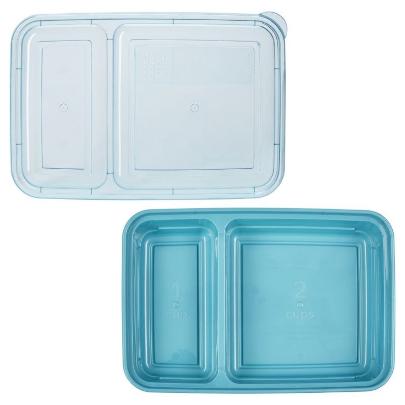 slide 4 of 14, GoodCook Meal Prep 2 Compartment Rectangle Containers + Lids - 3Cups - 20pcs/10ct - Dark Teal, 20 ct, 10 ct