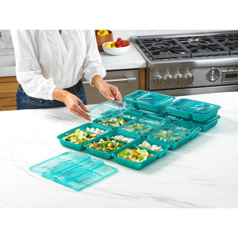 slide 6 of 14, GoodCook Meal Prep 2 Compartment Rectangle Containers + Lids - 3Cups - 20pcs/10ct - Dark Teal, 20 ct, 10 ct