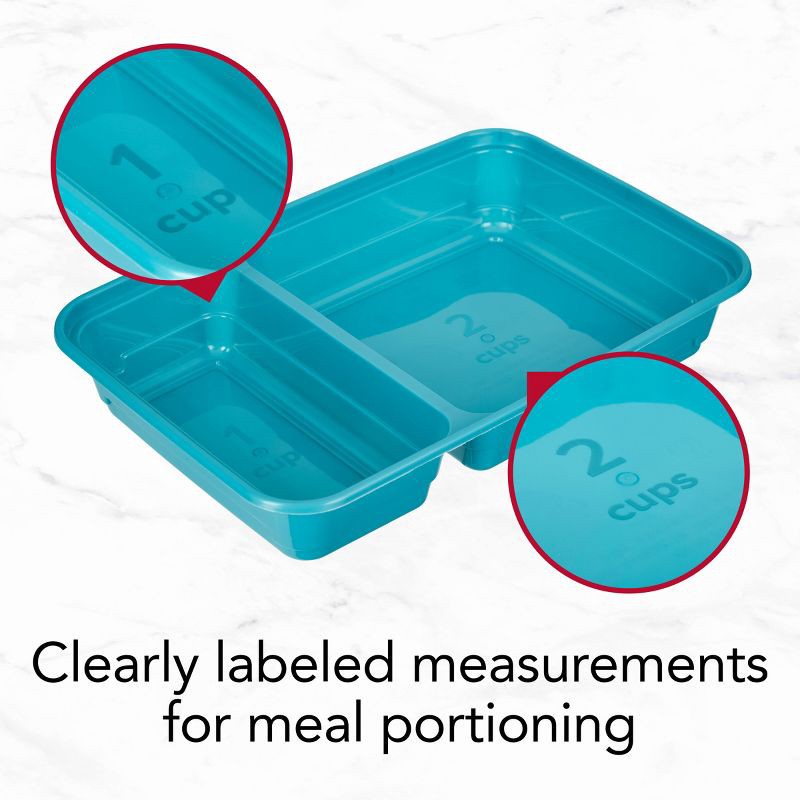 slide 9 of 14, GoodCook Meal Prep 2 Compartment Rectangle Containers + Lids - 3Cups - 20pcs/10ct - Dark Teal, 20 ct, 10 ct