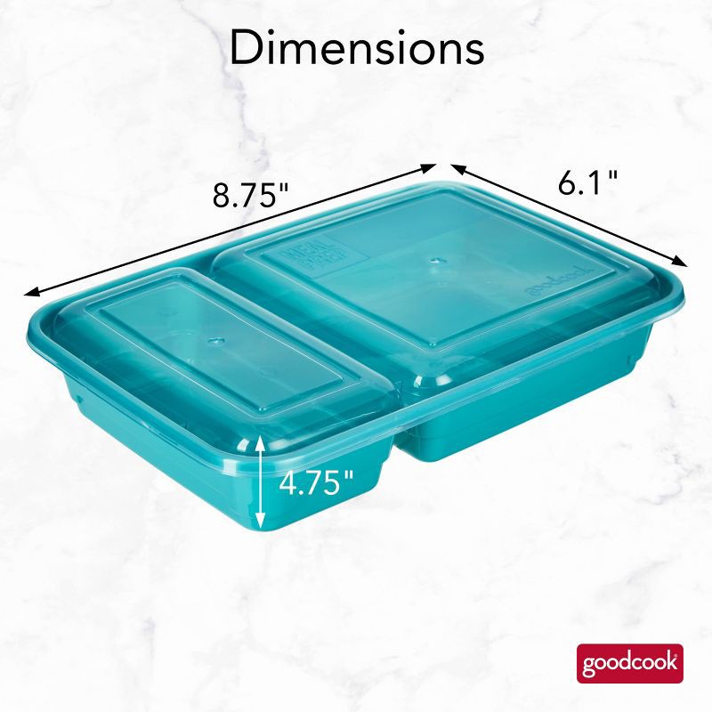 slide 10 of 14, GoodCook Meal Prep 2 Compartment Rectangle Containers + Lids - 3Cups - 20pcs/10ct - Dark Teal, 20 ct, 10 ct