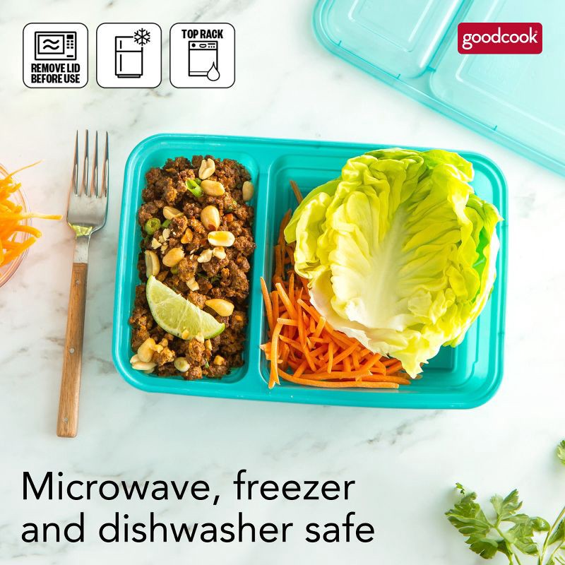slide 11 of 14, GoodCook Meal Prep 2 Compartment Rectangle Containers + Lids - 3Cups - 20pcs/10ct - Dark Teal, 20 ct, 10 ct