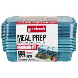 GoodCook Meal Prep 2 Compartment Rectangle Containers + Lids - 3Cups - 20pcs/10ct - Dark Teal