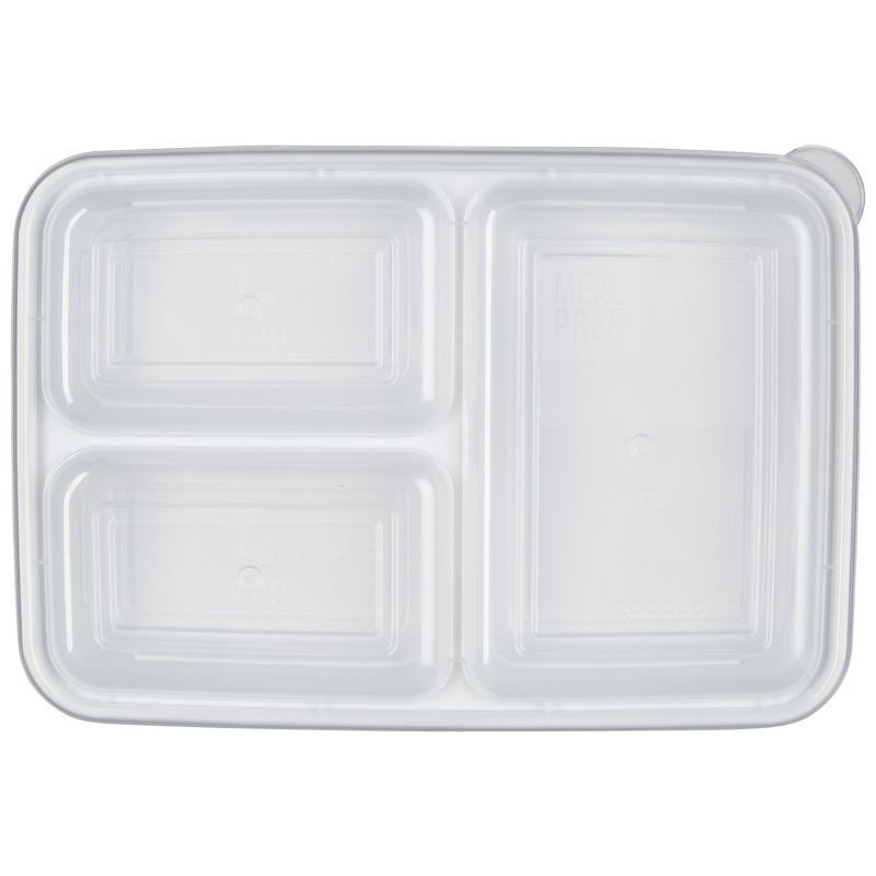 slide 3 of 13, GoodCook Meal Prep 3 Compartment Rectangle Containers + Lids - 4Cups - 20pcs/10ct - White, 20 ct, 10 ct
