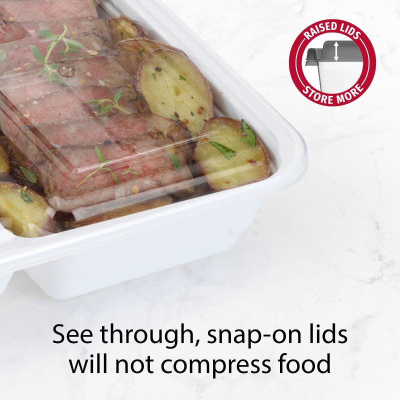 slide 13 of 13, GoodCook Meal Prep 3 Compartment Rectangle Containers + Lids - 4Cups - 20pcs/10ct - White, 20 ct, 10 ct
