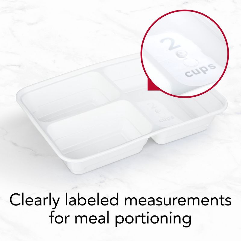 slide 9 of 13, GoodCook Meal Prep 3 Compartment Rectangle Containers + Lids - 4Cups - 20pcs/10ct - White, 20 ct, 10 ct