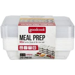 GoodCook Meal Prep 3 Compartment Rectangle Containers + Lids - 4Cups - 20pcs/10ct - White