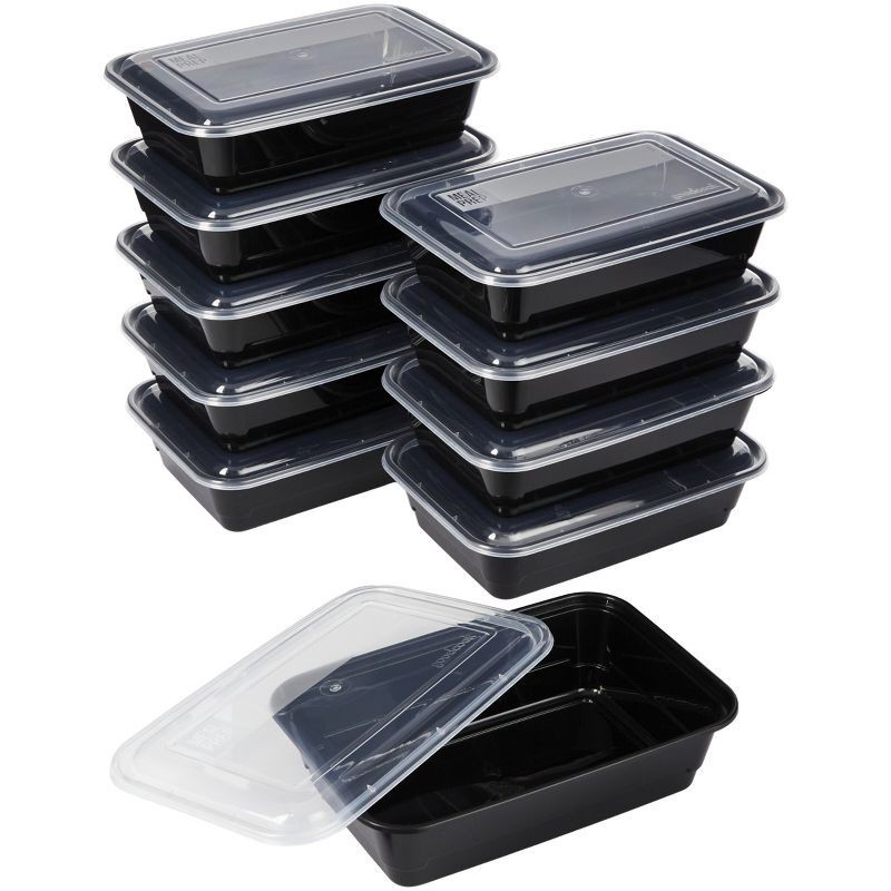 slide 2 of 13, GoodCook Meal Prep 1 Compartment Rectangle Containers + Lids - 4Cups - 20 pcs/10ct - Black, 20 ct, 10 ct